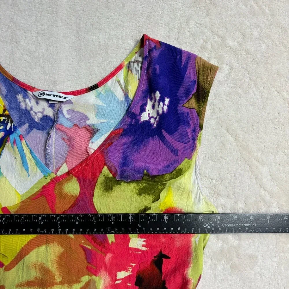 Jams World Womens Midi Dress Medium Floral‎ Splash Colorful Art to Wear Hawaii